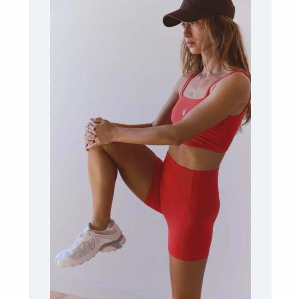 NWOT Free People Movement Never Better Bike Shorts Grapefruit Red Size S